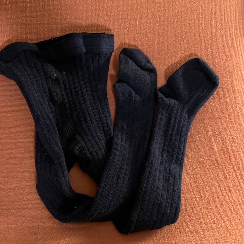 Hannah Andersson Ribbed Tights, Navy